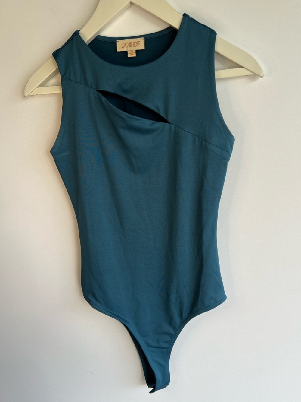 London Rose Blue Cutout Bodysuit Small Sleek Minimal Stretch - Picture 2 of 10